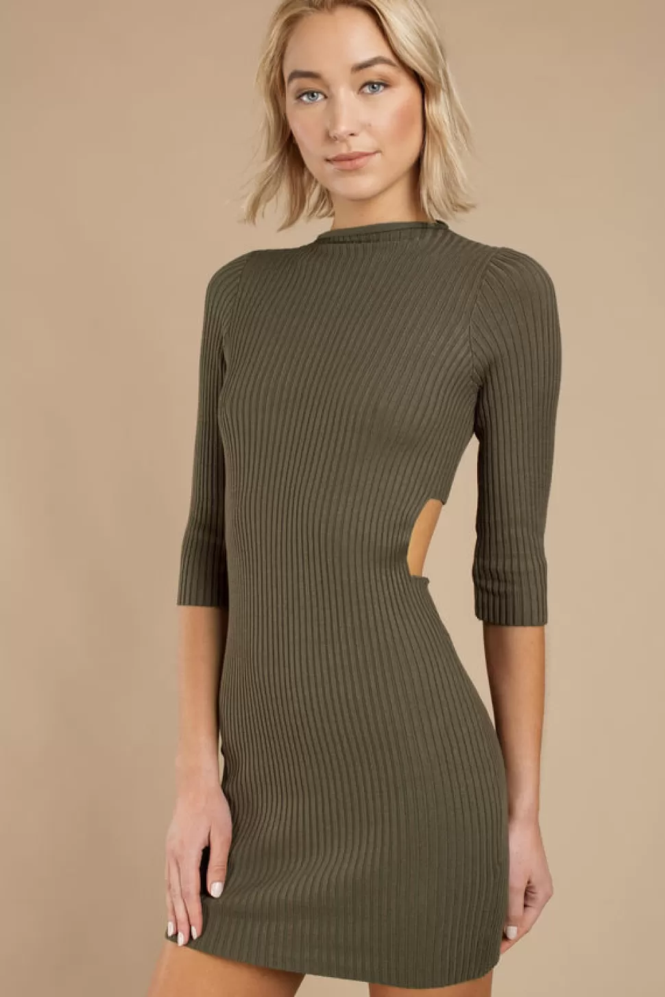 Cut Out Dresses*Tobi Sassy Side Bodycon Dress Olive | Black