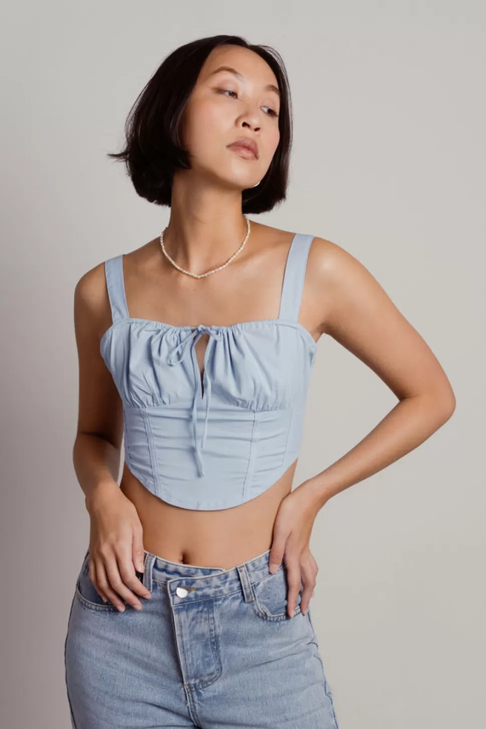 Sexy Tops*Tobi Say It Again Bustier Crop Top Baby Blue