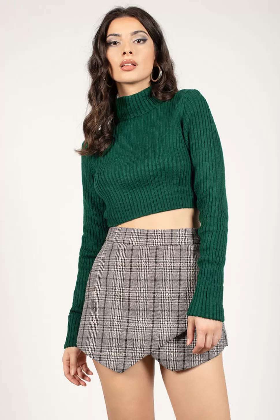 Long Sleeve Tops*Tobi Say You Will Cropped Turtleneck Sweater Emerald