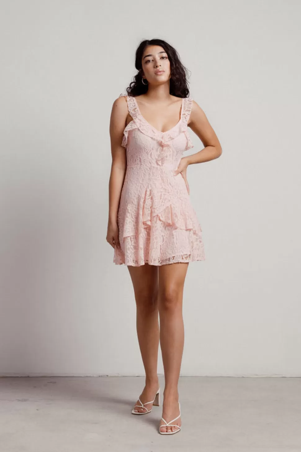 Skater Dresses*Tobi Seanna Ruffle Laced Skater Dress Blush