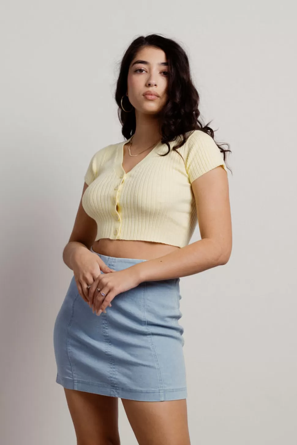 Crop Tops*Tobi See Through You Ribbed Crop Cardigan Yellow | Lavender | Baby Blue