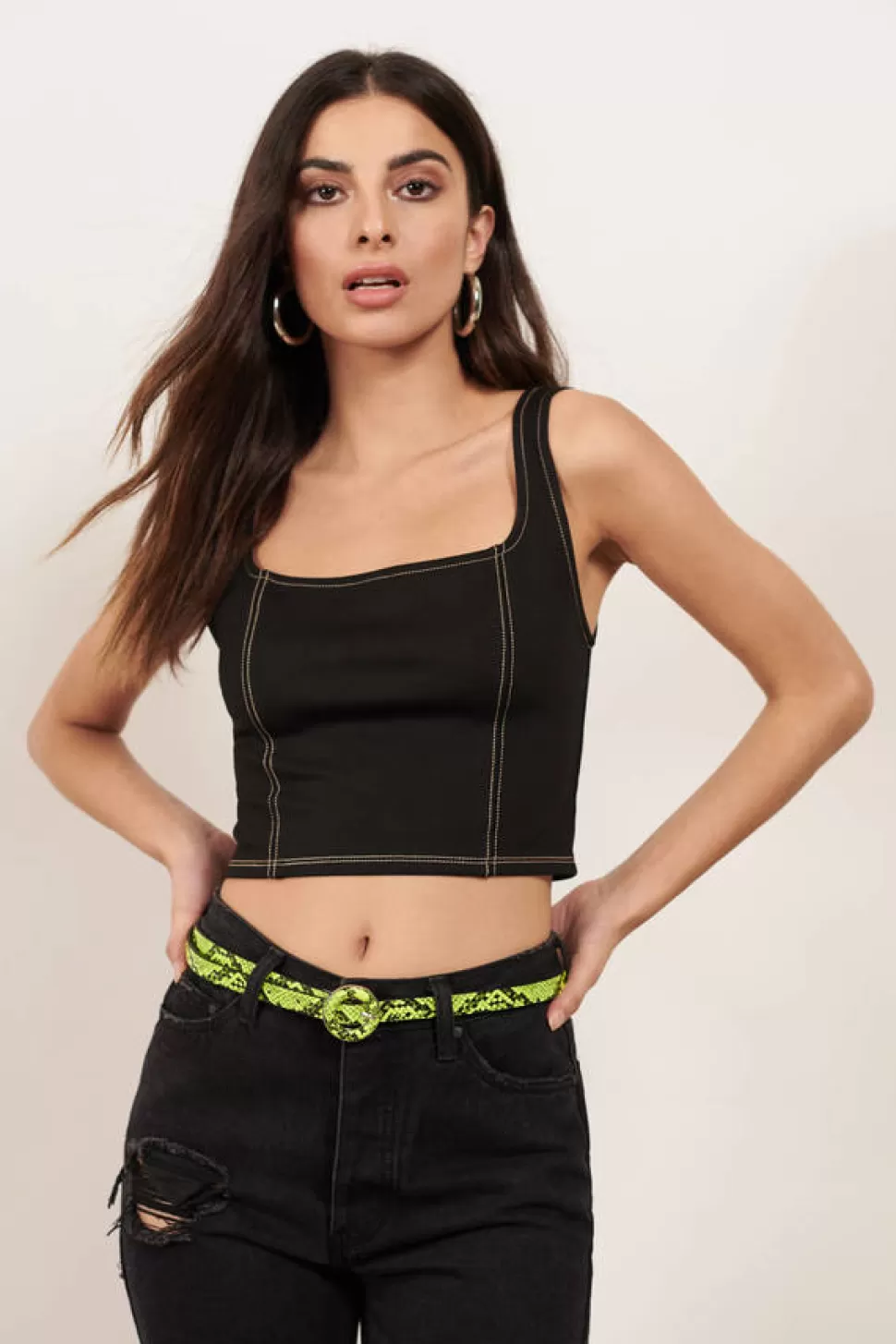 Belts*Tobi Serpentine Snake Print O-Ring Skinny Belt Neon Lime