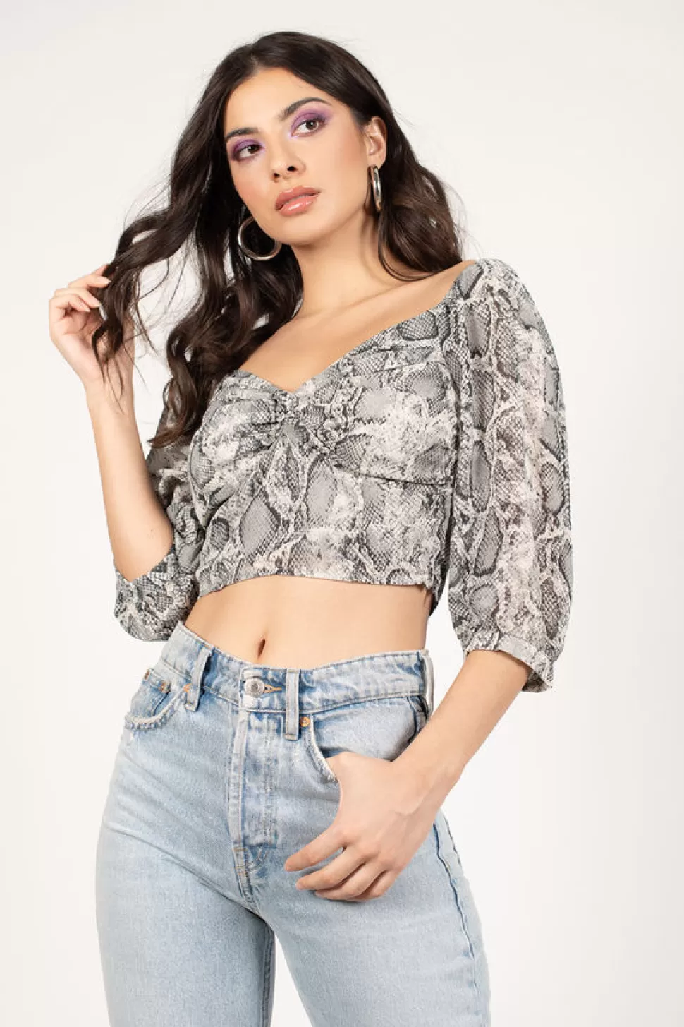 Blouses & Shirts*Tobi Shall We Snake Print Blouse Grey