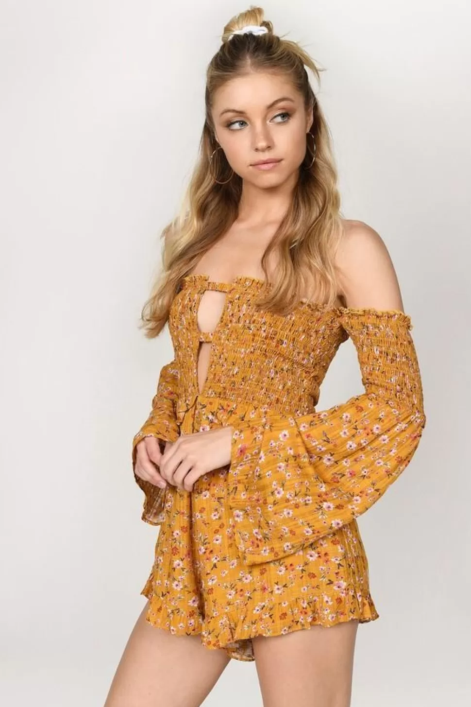 Rompers & Jumpsuits*Tobi Shine On Me Floral Romper Marigold