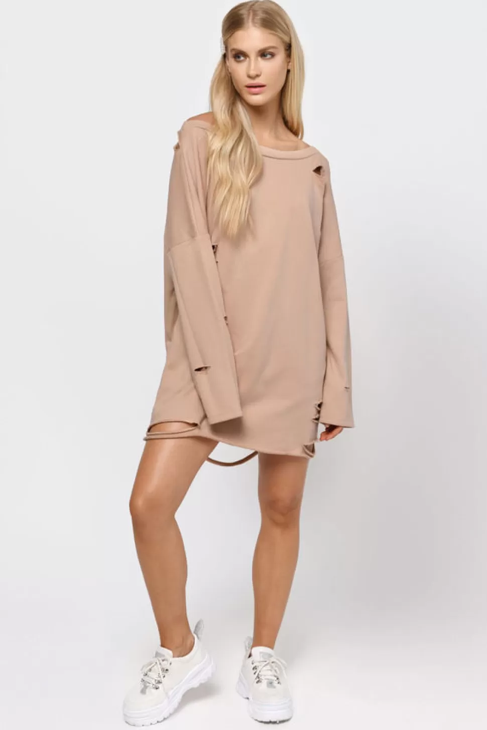 Shift Dresses*Tobi Show Off Shoulder Sweater Dress Natural | Marsala