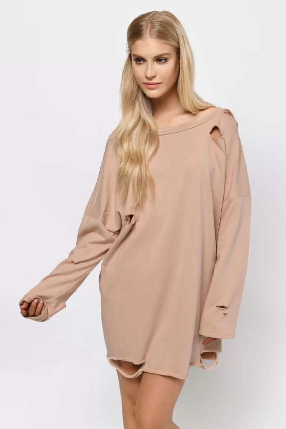 Shift Dresses*Tobi Show Off Shoulder Sweater Dress Natural | Marsala