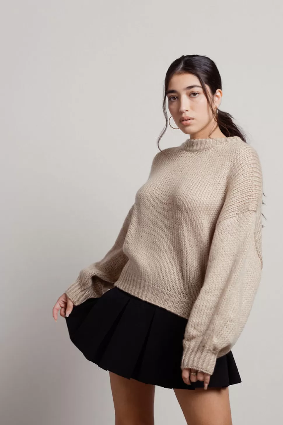 Long Sleeve Tops*Tobi Simple Days Crew Neck Sweater Tan