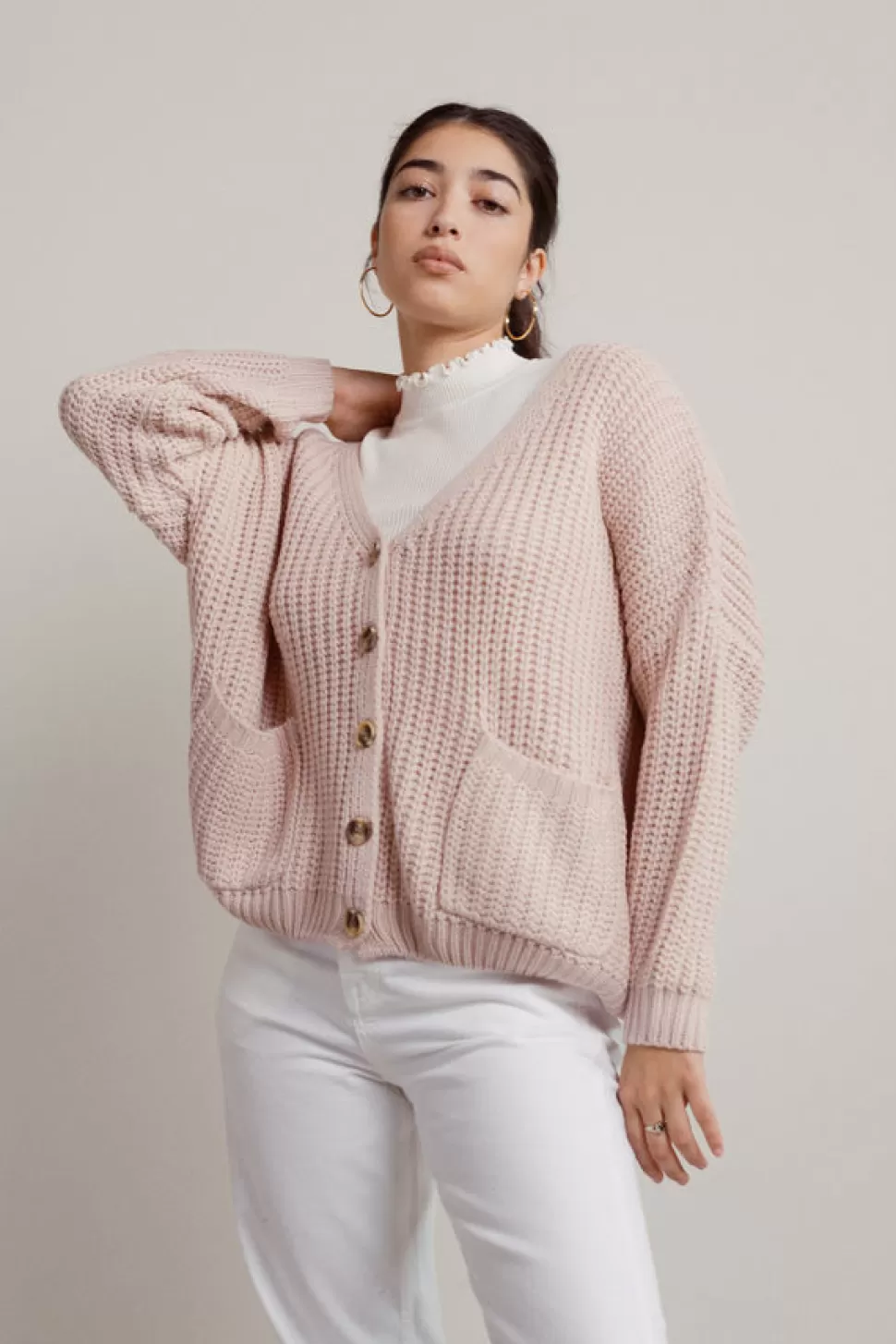 Jackets*Tobi Sing Softly Pockets Sweater Cardigan Light Pink