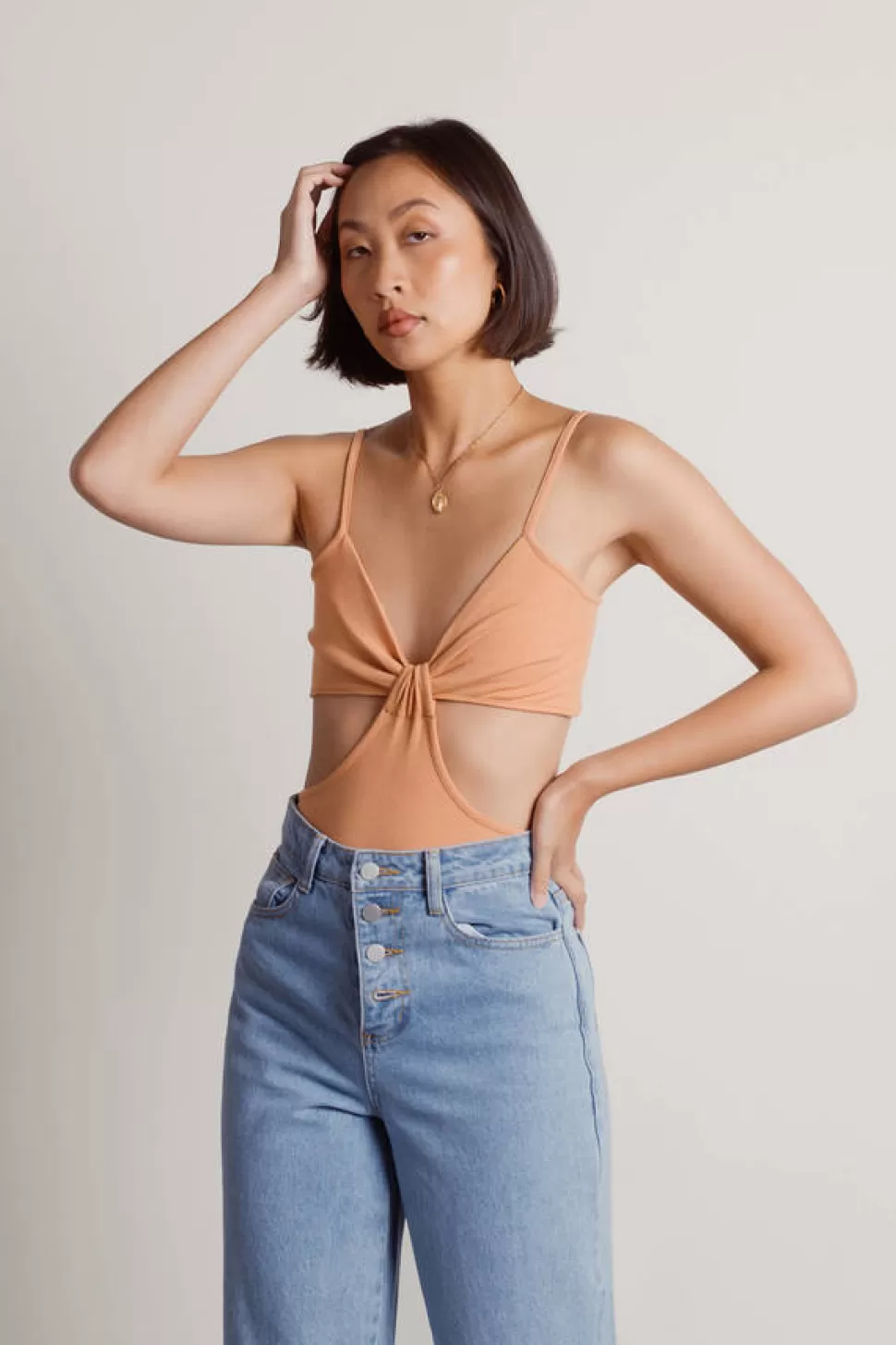 Bodysuits*Tobi Sisi Cutout Bodysuit Terracotta