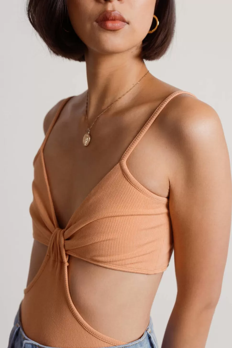 Bodysuits*Tobi Sisi Cutout Bodysuit Terracotta