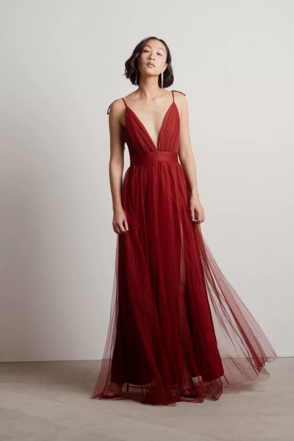 Black Tie & Evening Dresses*Tobi Slay The Night Mesh Maxi Dress Blue | Burgundy | Emerald | Mauve