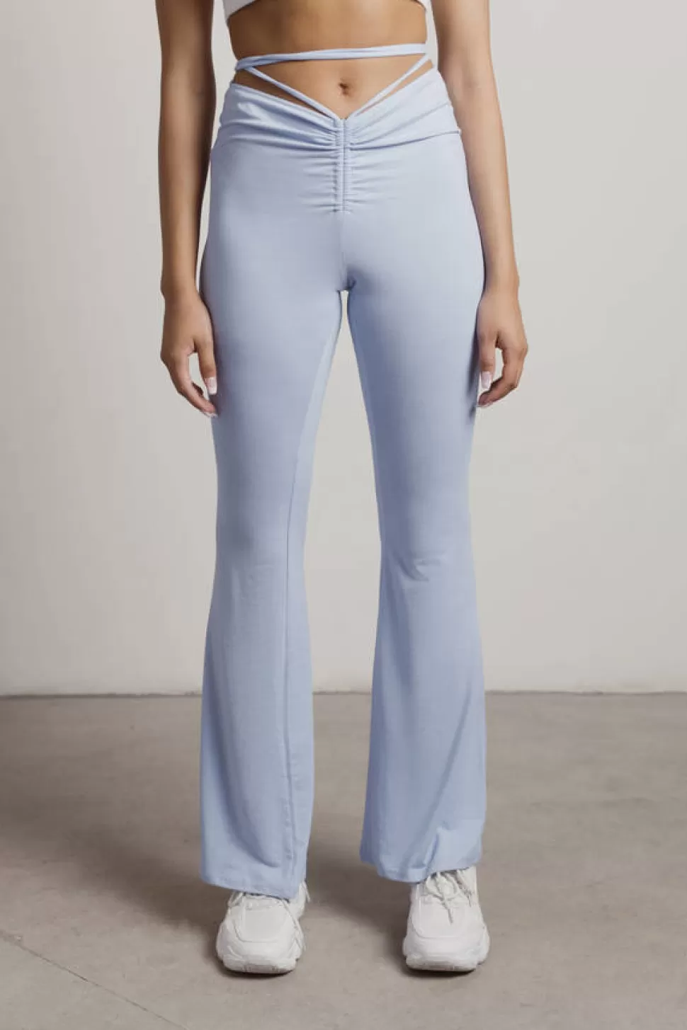 Pants*Tobi Snazzer Front Ruched Waist Tie Pants Light Blue | Lavender