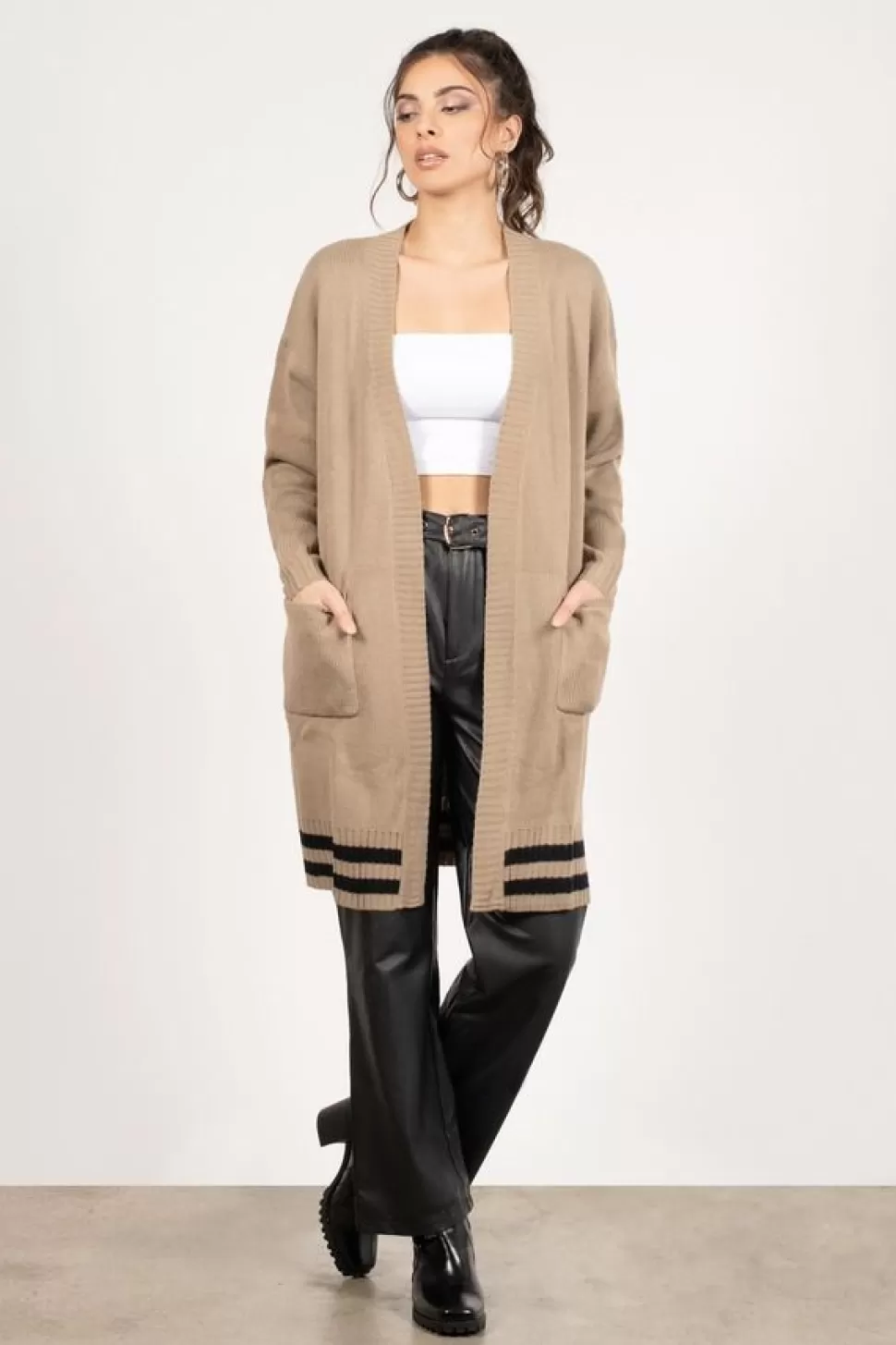 Sweaters & Cardigans*Tobi Snuggle Party Long Line Cardigan Taupe