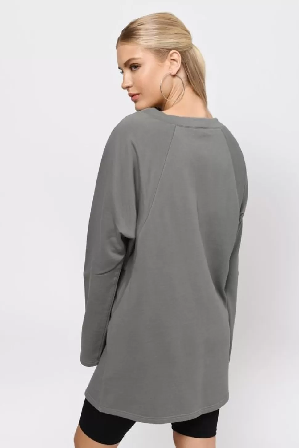 Shift Dresses*Tobi Sophia Lace Up Sweatshirt Black | Gray | Wine