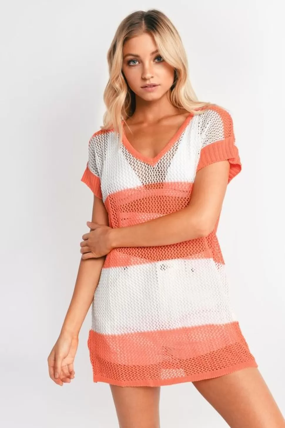 Going Out Tops*Tobi Spaced Out Knit Tunic Orange