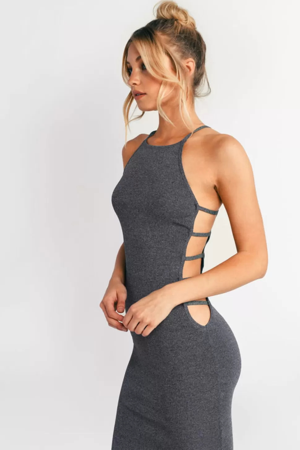 Cut Out Dresses*Tobi Sparks Fly Cutout Midi Dress Grey