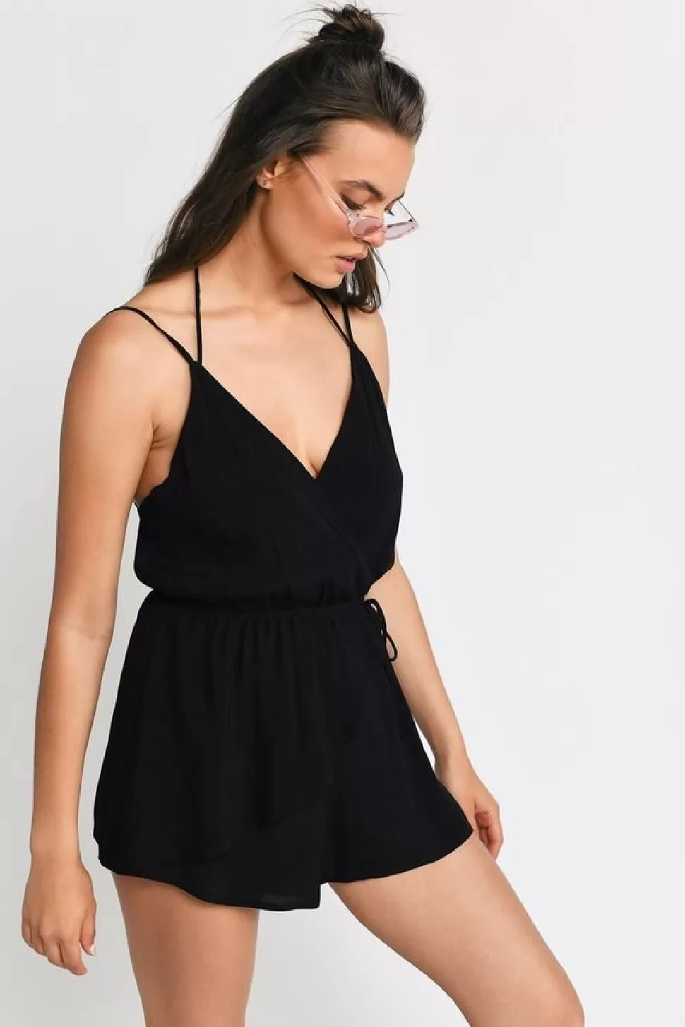 Rompers & Jumpsuits*Tobi Split Ways Wrap Romper Black