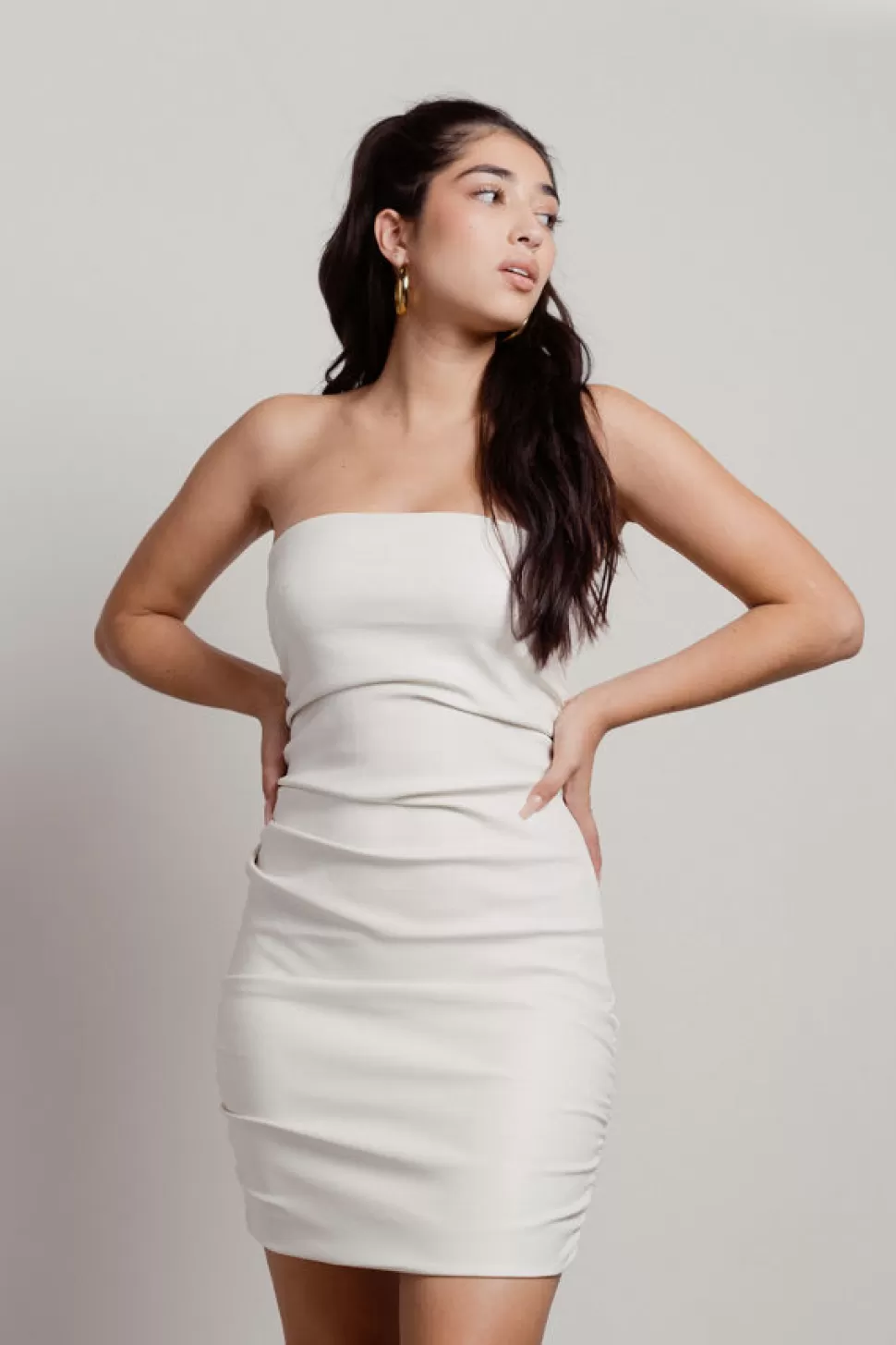 Bodycon Dresses*Tobi Stay Up Pu Lux Pleather Bodycon Tube Dress Off White