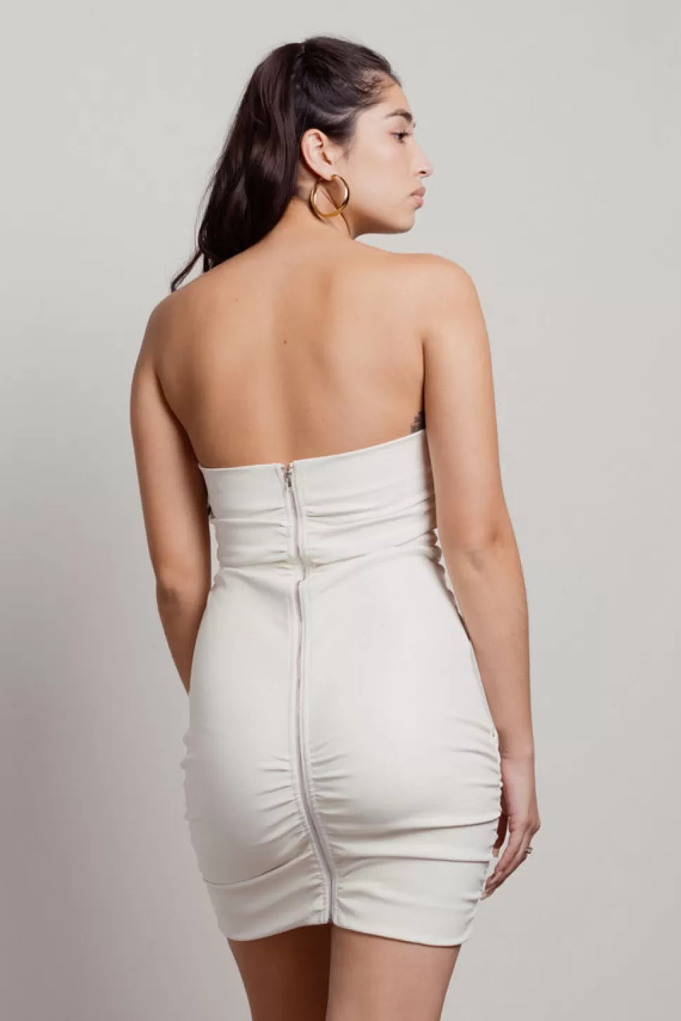 Bodycon Dresses*Tobi Stay Up Pu Lux Pleather Bodycon Tube Dress Off White