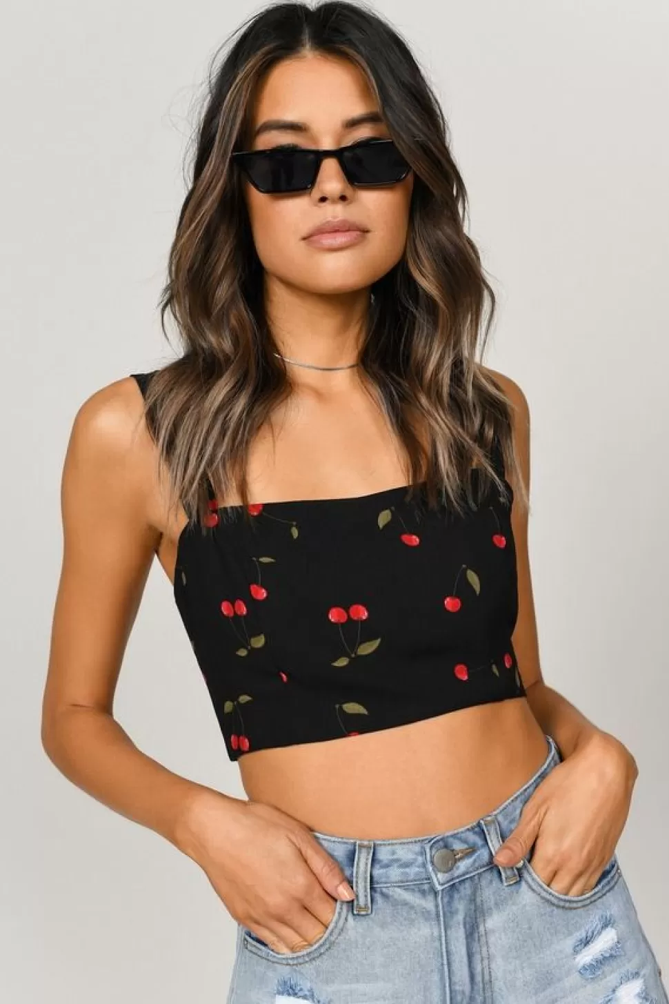 Camis & Tanks*Tobi Steal Your Heart Crop Top Black Multi