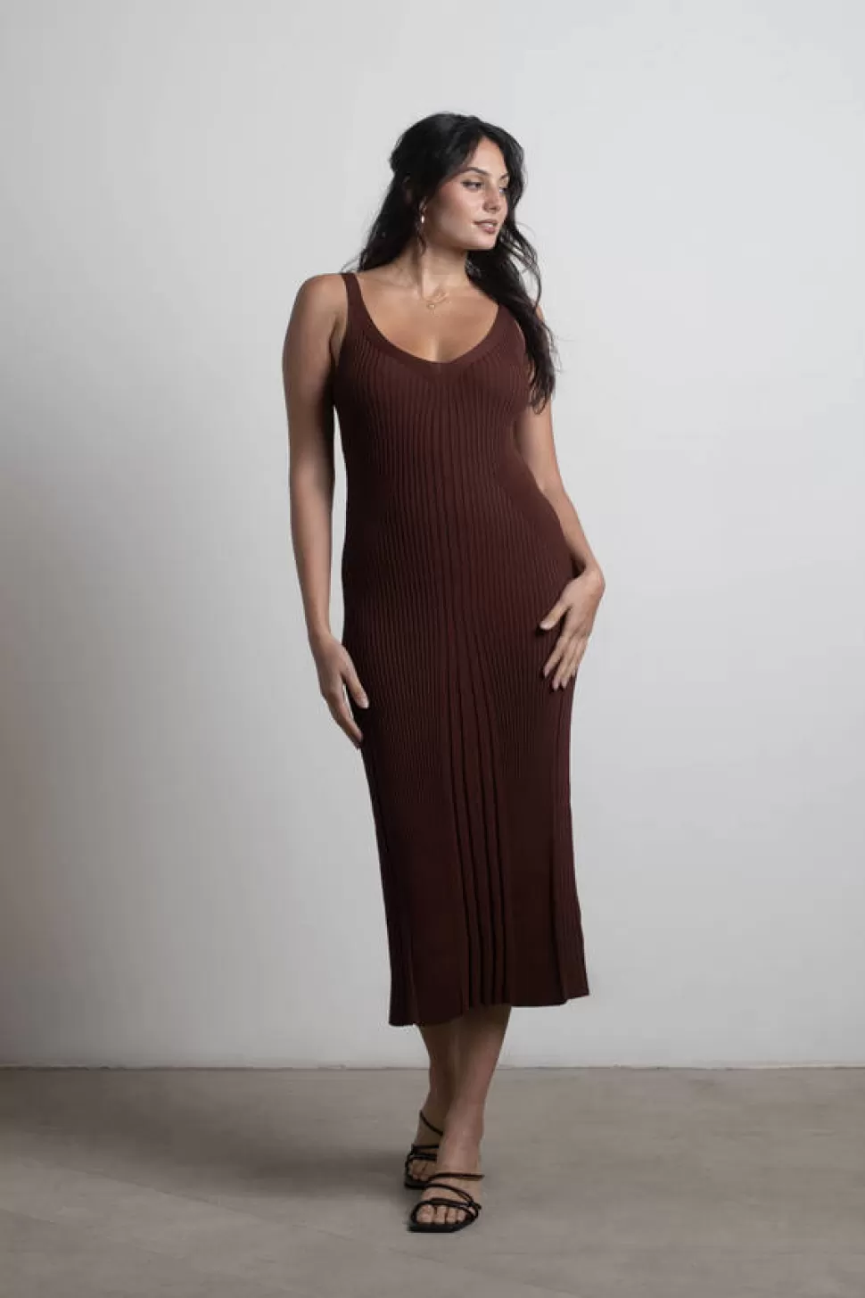 Casual Dresses*Tobi Sugar Ribbed Bodycon Midi Dress Brown