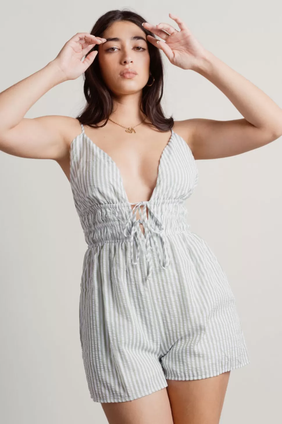 Rompers & Jumpsuits*Tobi Summer Days Striped Romper Sage