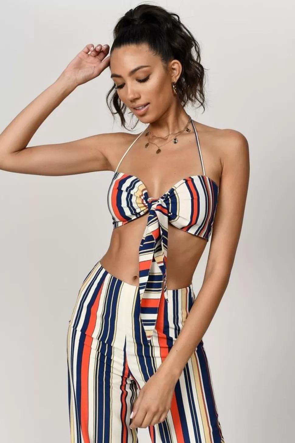 Crop Tops*Tobi Summer Heat Long Tie Crop Top Navy Multi