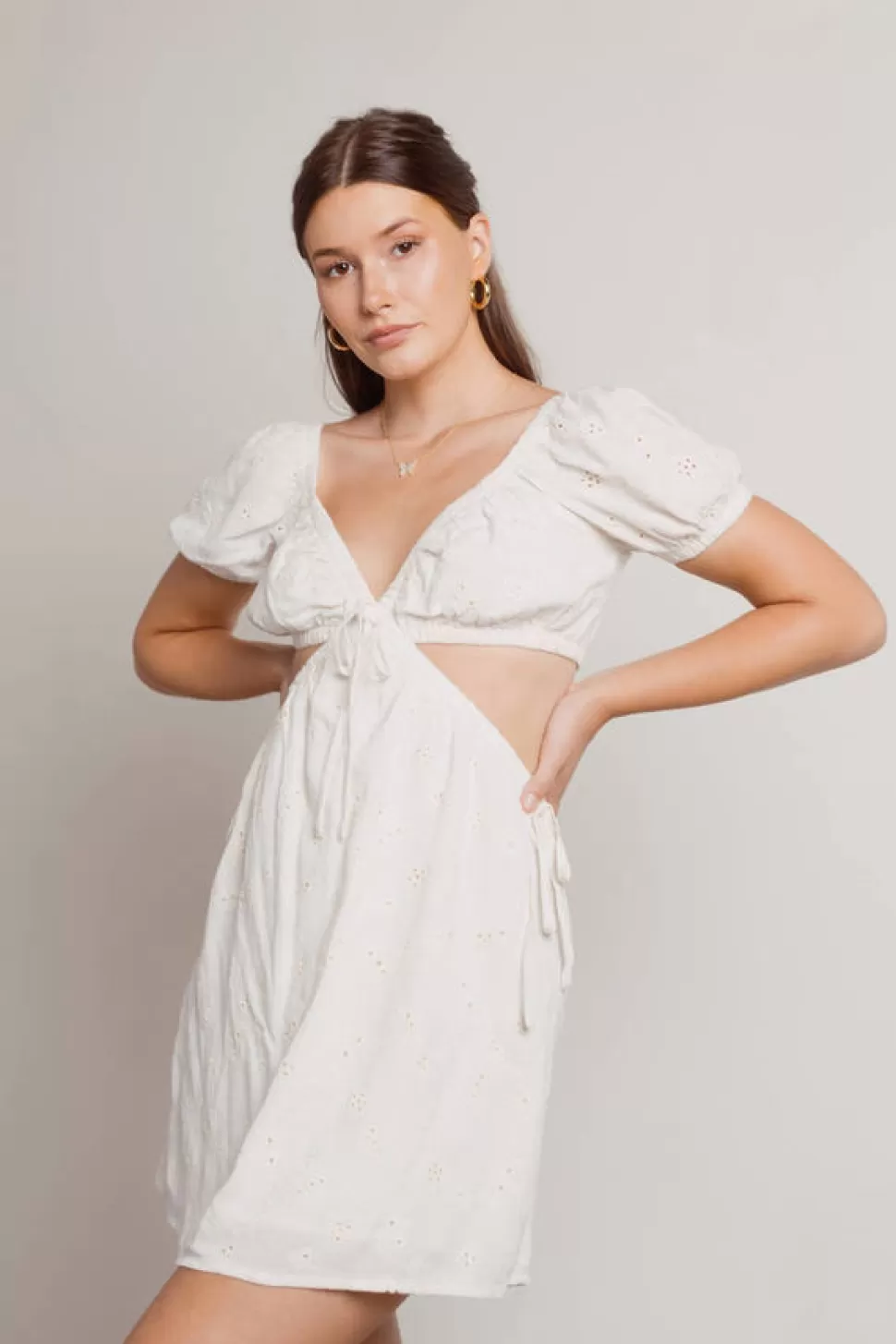 Boho Dresses*Tobi Sunny Fields Eyelet Cut Out Dress White