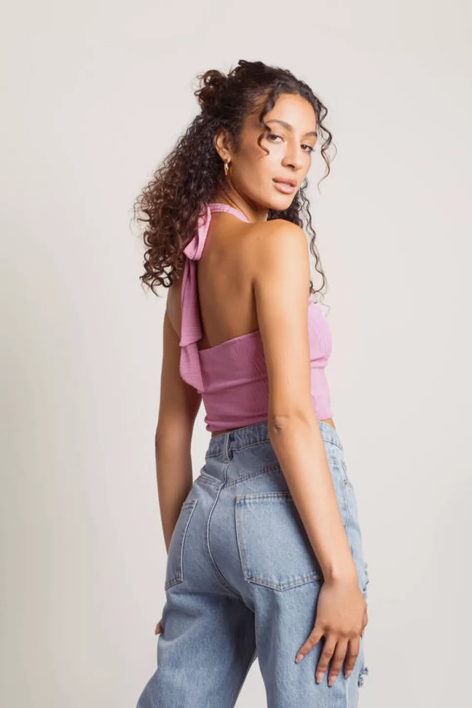 Sexy Tops*Tobi Super Hyper Keyhole Sweater Knit Crop Top Pink