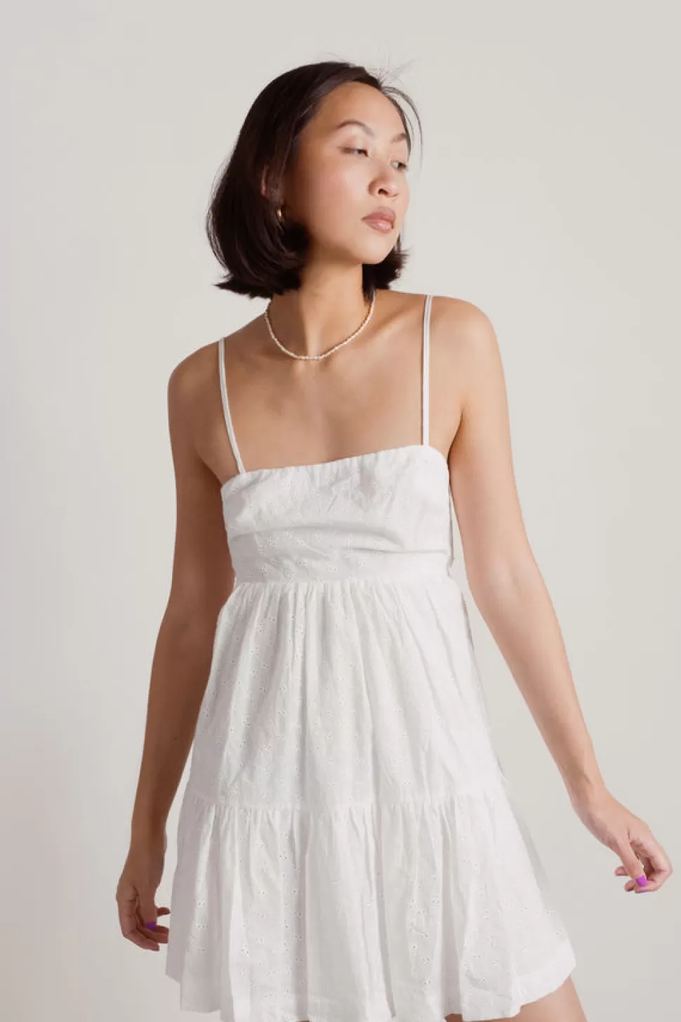 Sundresses*Tobi Surprised Me Eyelet Skater Shift Dress White