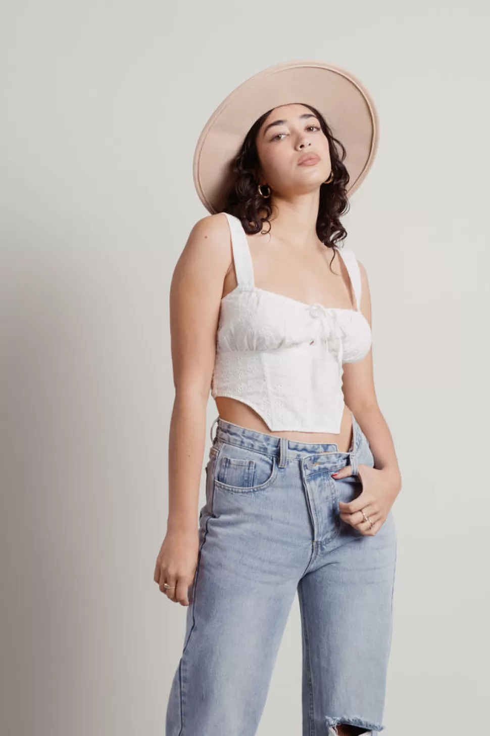 Corsets & Bustiers*Tobi Sweet Insomnia Eyelet Bustier Crop Top White