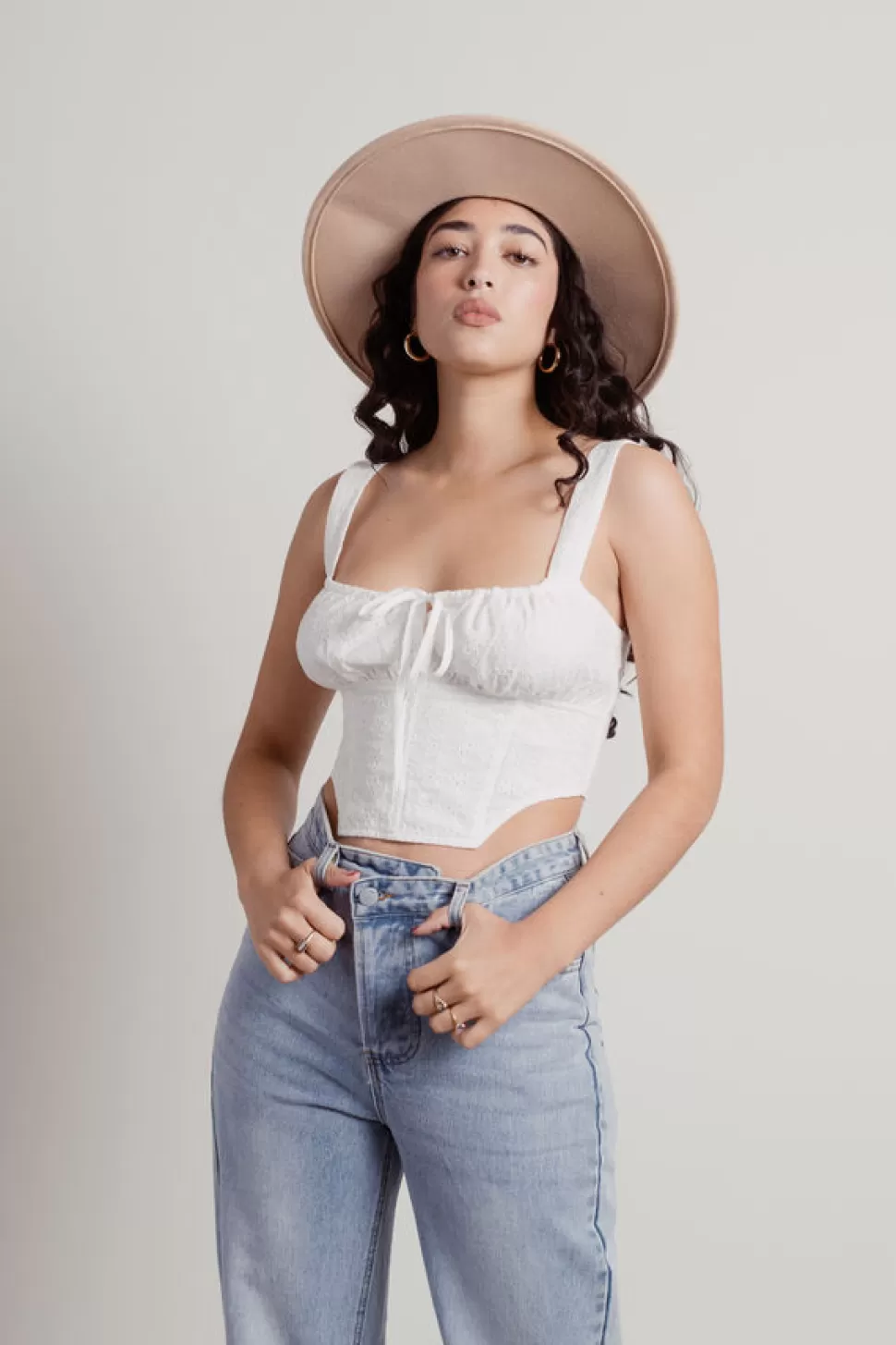 Corsets & Bustiers*Tobi Sweet Insomnia Eyelet Bustier Crop Top White