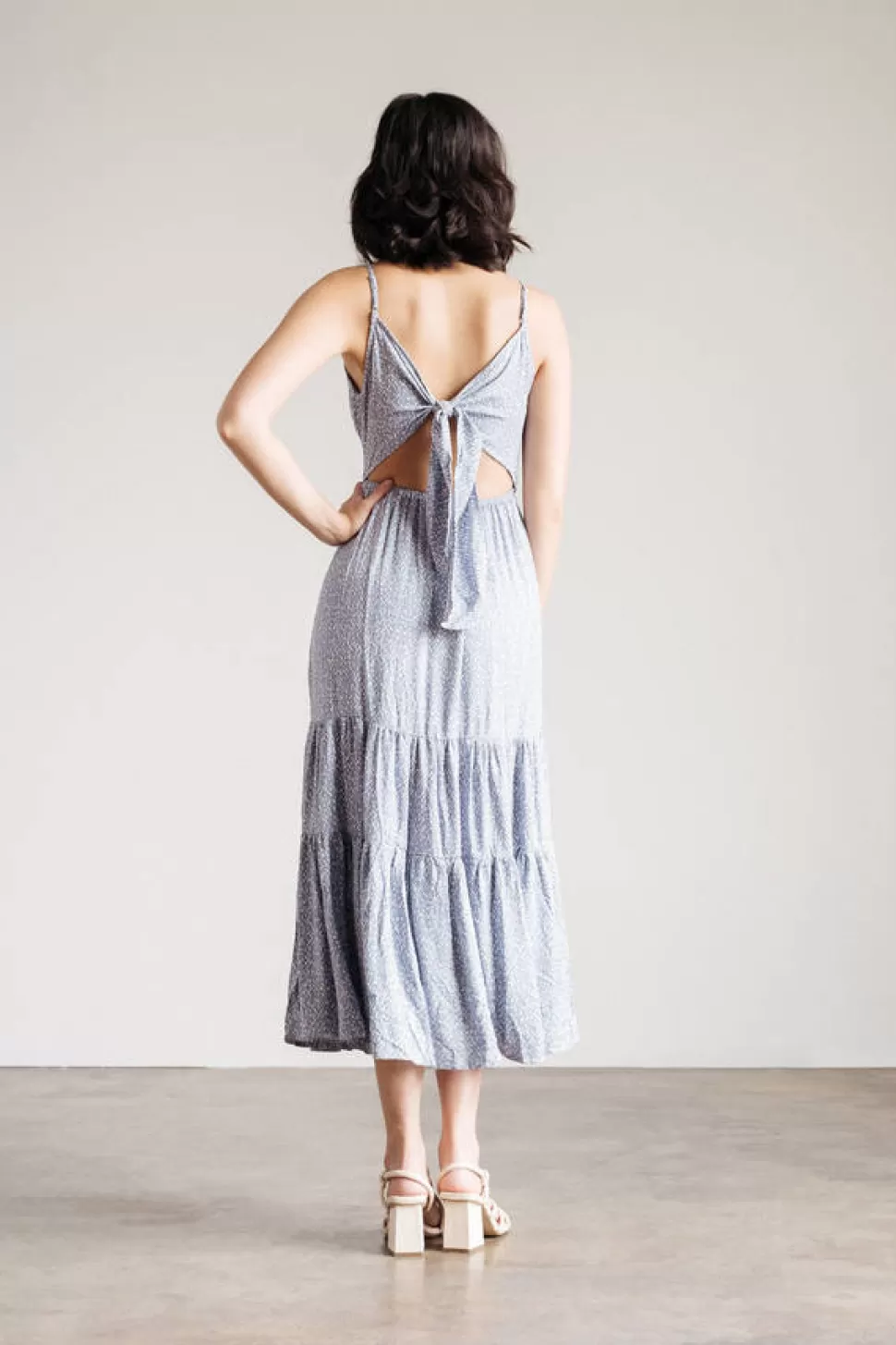 Sundresses*Tobi Swing By Tiered Tie Back Maxi Dress Blue