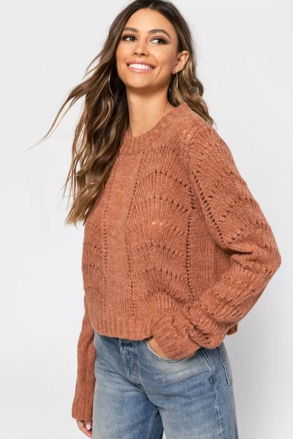 Long Sleeve Tops*Tobi Take It Easy Sweater Rust | Lavender