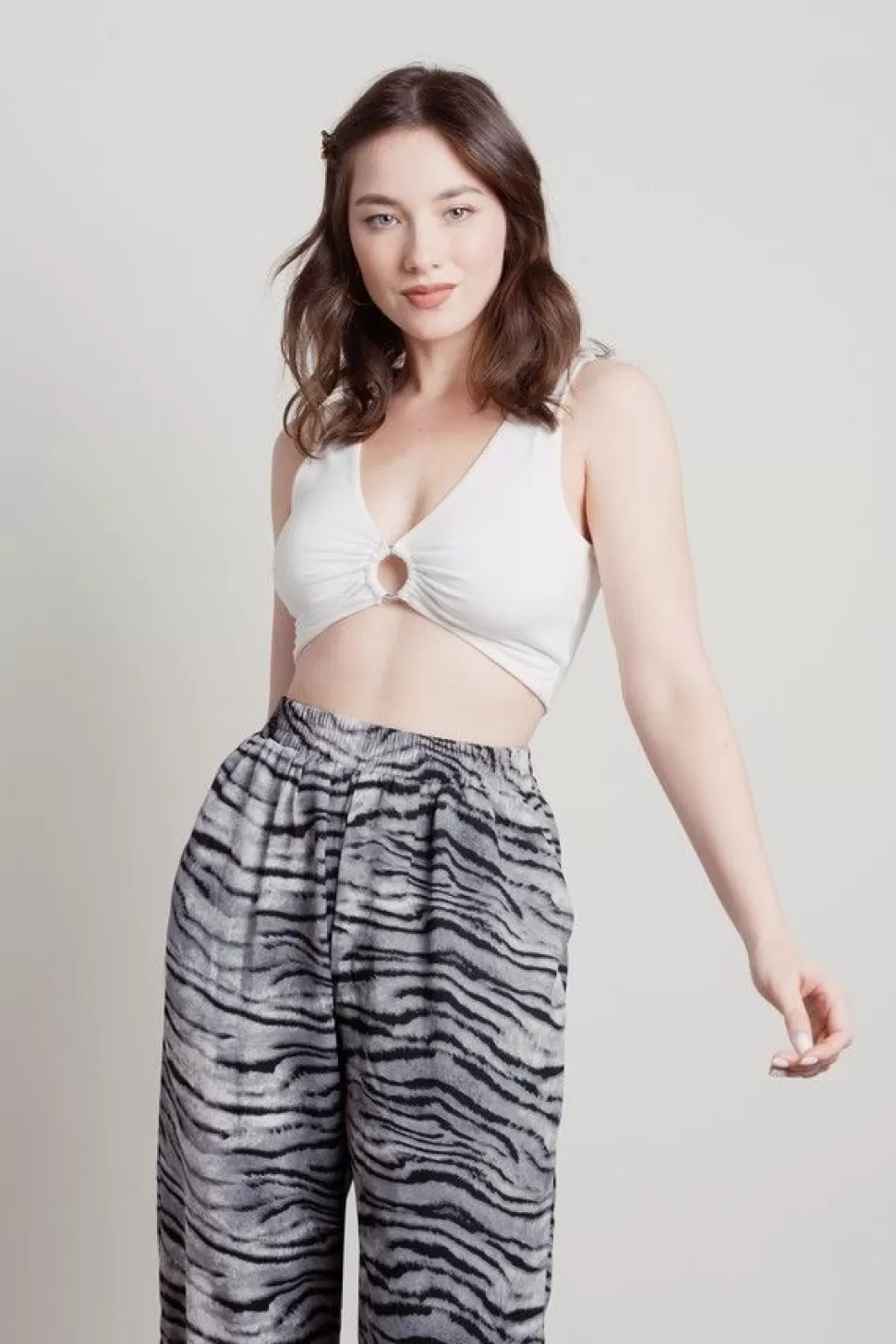 Lingerie*Tobi Take Me Away O-Ring Brami Crop Top Sage | White