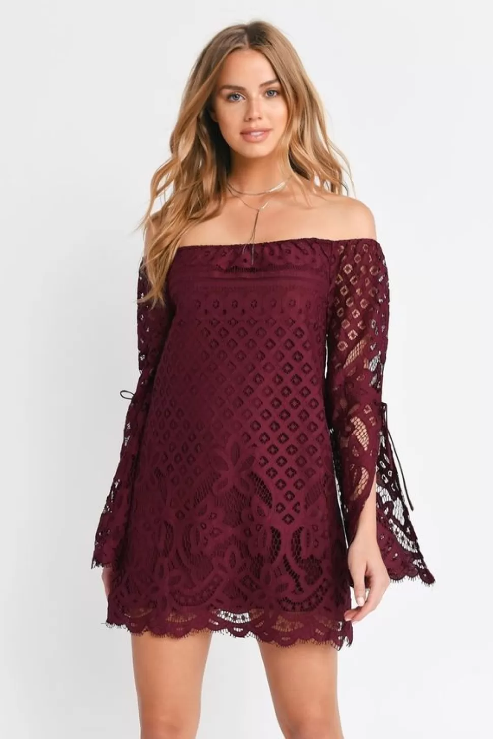 Shift Dresses*Tobi Take My Hand Lace Shift Dress Wine