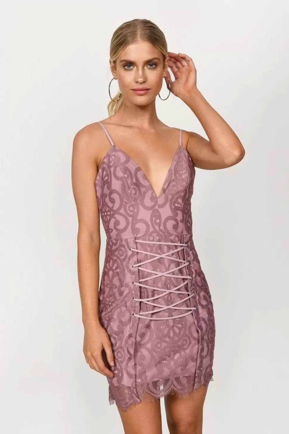 Bodycon Dresses*Tobi Taylor Lace Up Bodycon Dress Dark Rose