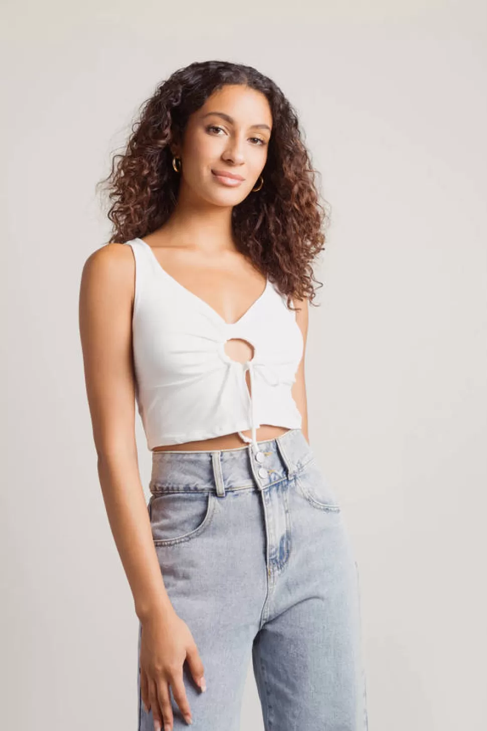 Camis & Tanks*Tobi Tell Me It All Keyhole Crop Tank Top Black | Ivory | Lilac