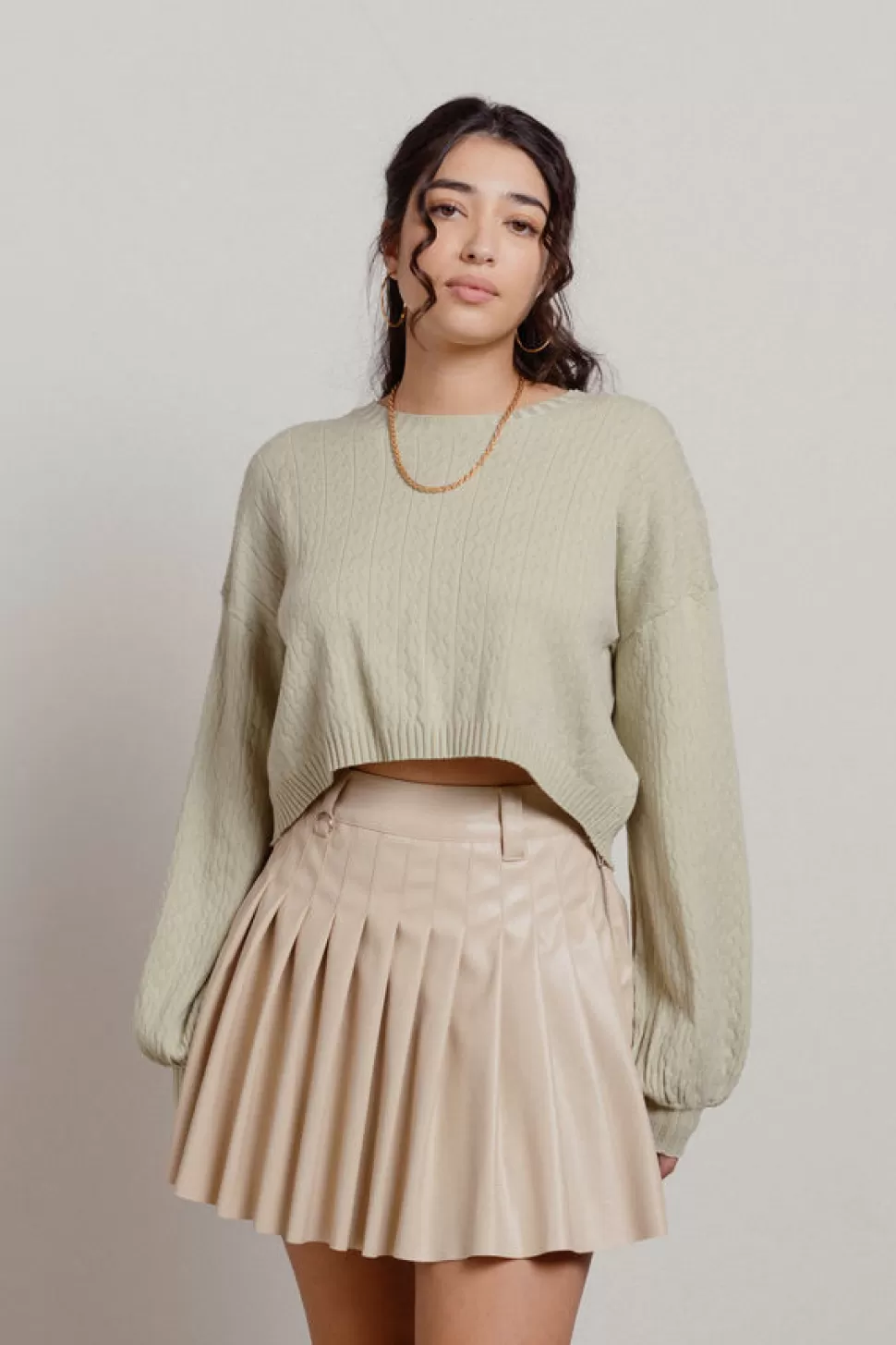 Long Sleeve Tops*Tobi Tell Me What Knit Crop Top Sage