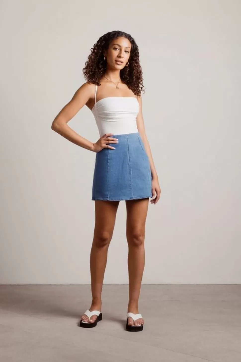 Skirts*Tobi Tell You What Denim Bodycon Mini Skirt Medium Wash