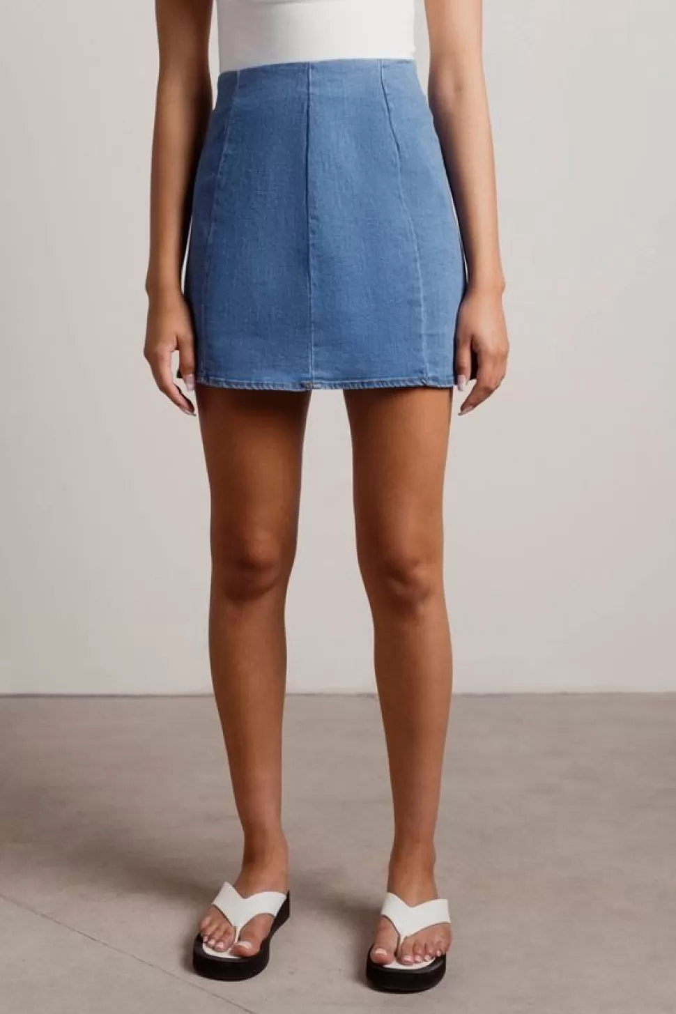 Skirts*Tobi Tell You What Denim Bodycon Mini Skirt Medium Wash