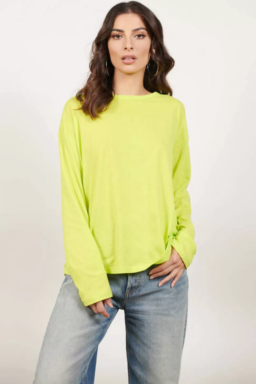 Long Sleeve Tops*Tobi The Basic Long Sleeve Tee Neon Lime