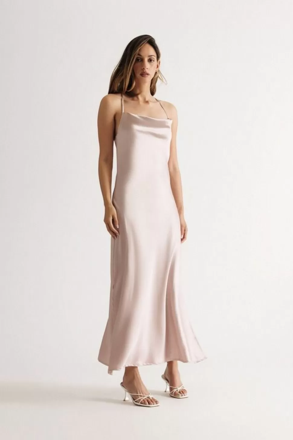 Black Tie & Evening Dresses*Tobi Theodora Cowl Neck Satin Slit Maxi Dress Rose