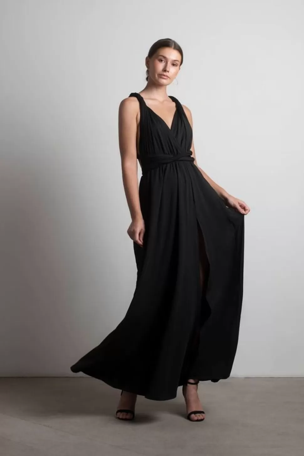 Backless Dresses*Tobi Think It Through Multiway Slit Maxi Dress Black | Hunter Green