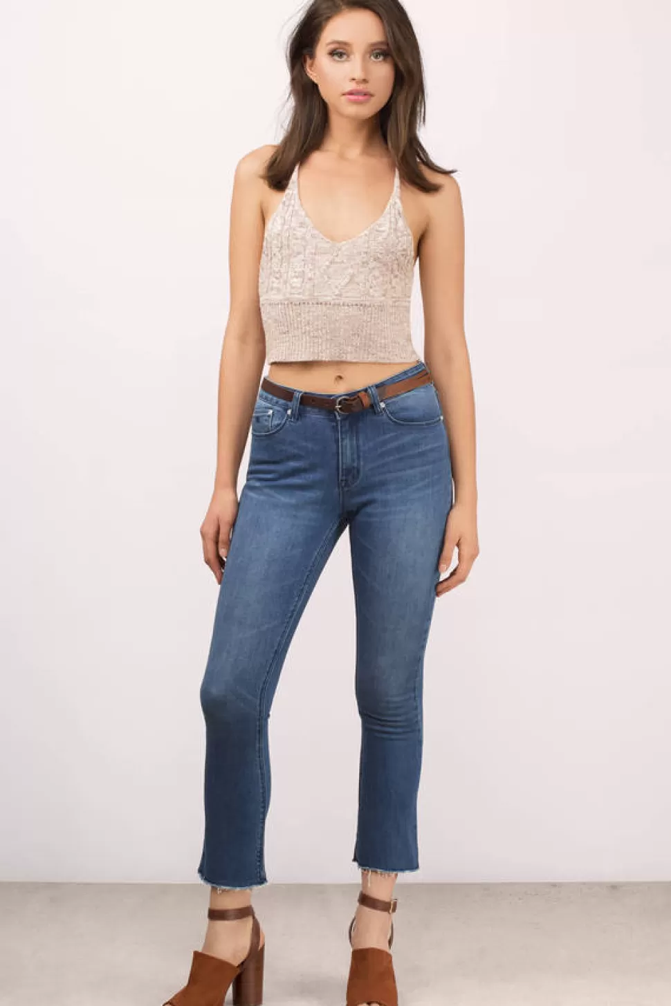 Denim*Tobi Those Days Cropped Flare Jeans Medium Wash