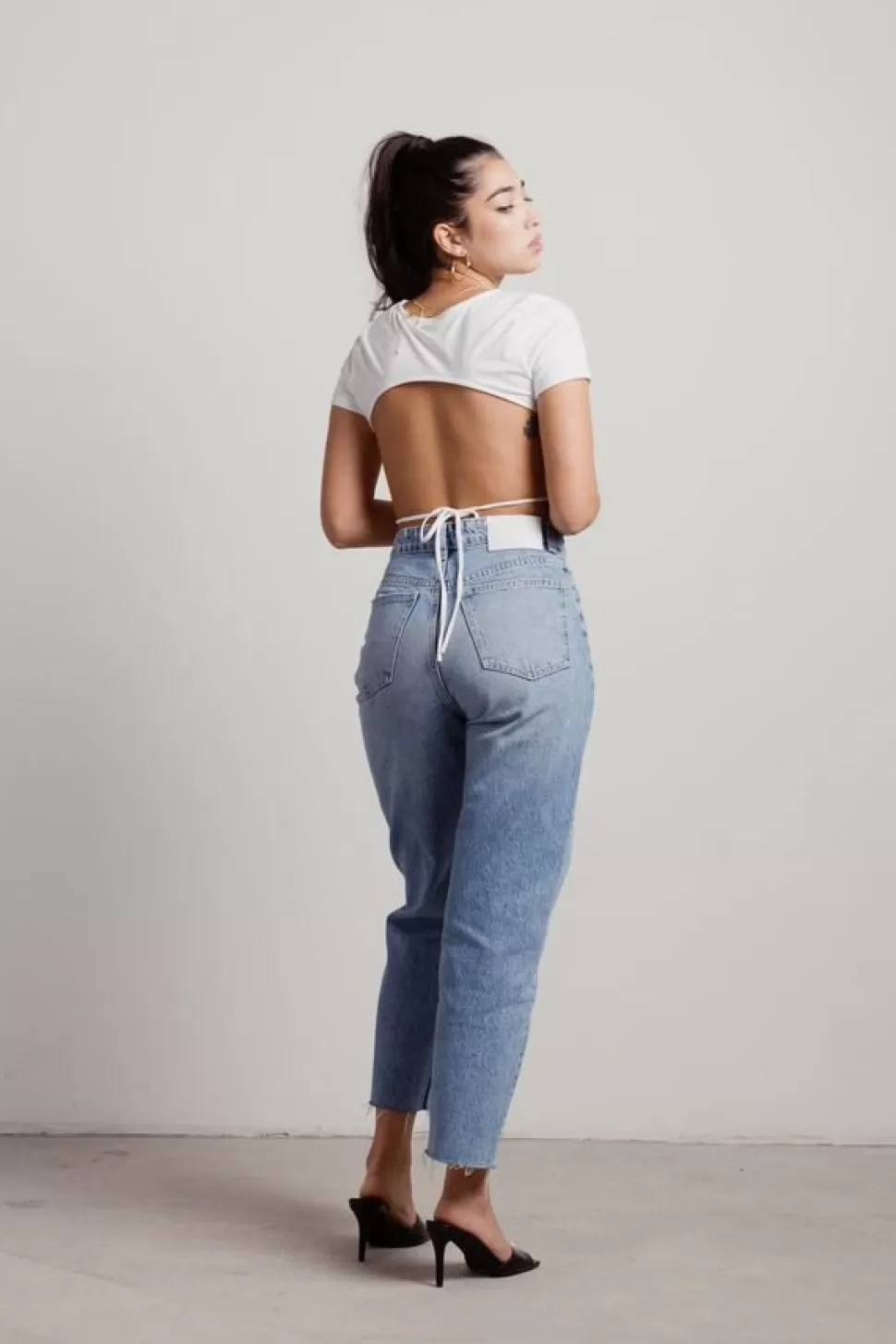 Sexy Tops*Tobi Toto Open Back Tie Crop Top White