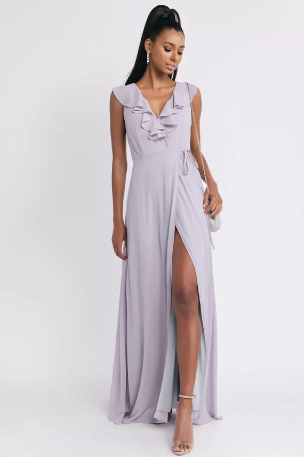 Black Tie & Evening Dresses*Tobi Treasure Me Ruffle Maxi Dress Lilac | Slate