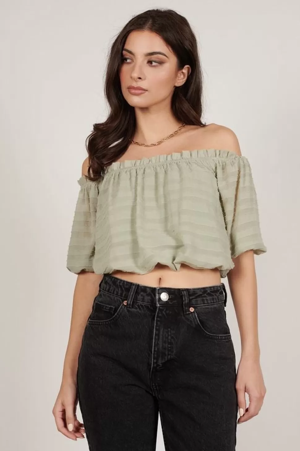 Blouses & Shirts*Tobi Try Again Cropped Blouse Sage