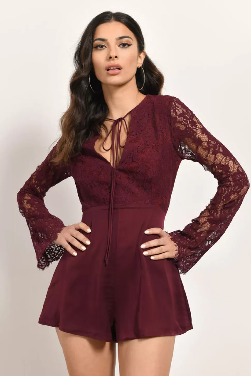 Rompers & Jumpsuits*Tobi Trysta Lace Romper Black | Wine