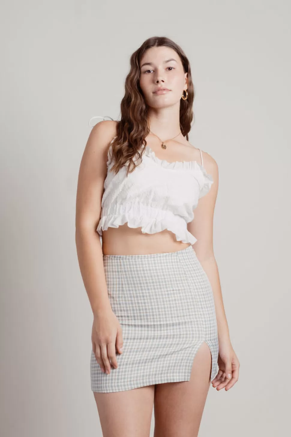 Crop Tops*Tobi Tune In Ruffled Eyelet Crop Top White